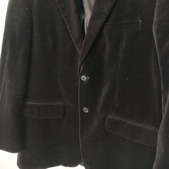 Men's Black Velvet 2-Button Blazer - Picture 3 of 7